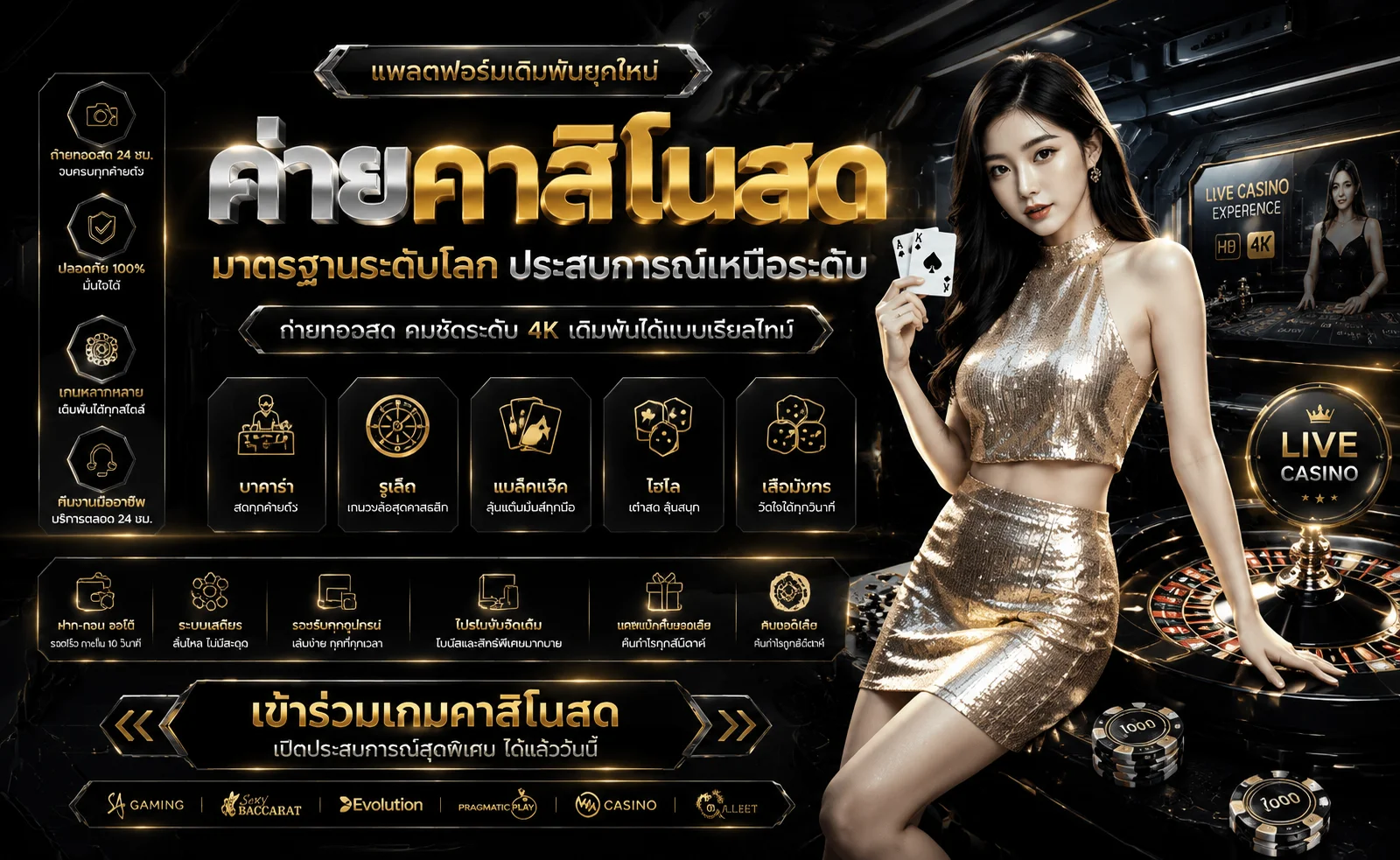 คาสิโนสด บาคาร่าออนไลน์ ถ่ายทอดจากบ่อนจริงบนหน้าคาสิโน