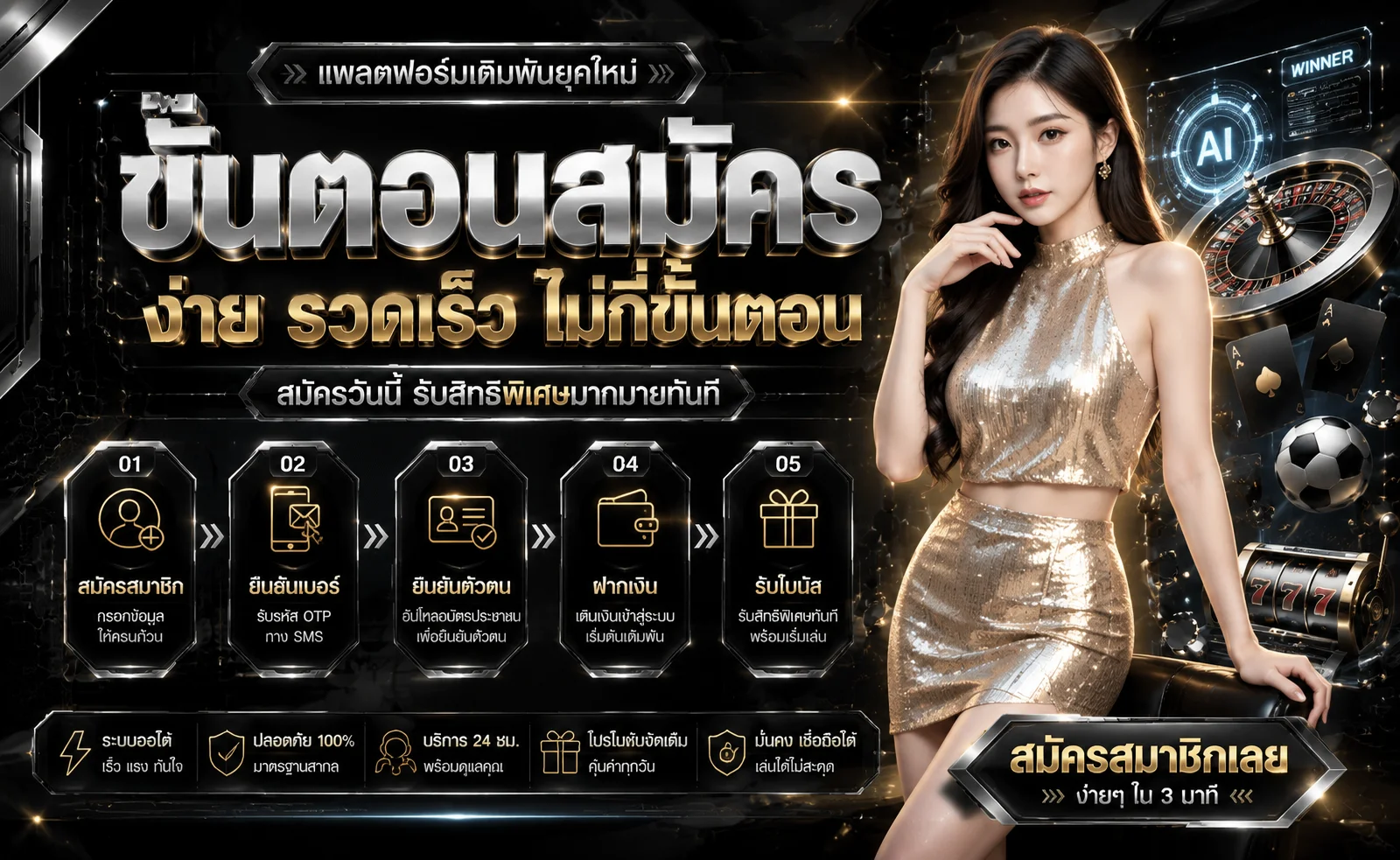 ขั้นตอนสมัครสมาชิก GALAXY289 กรอกเบอร์และเลขบัญชี